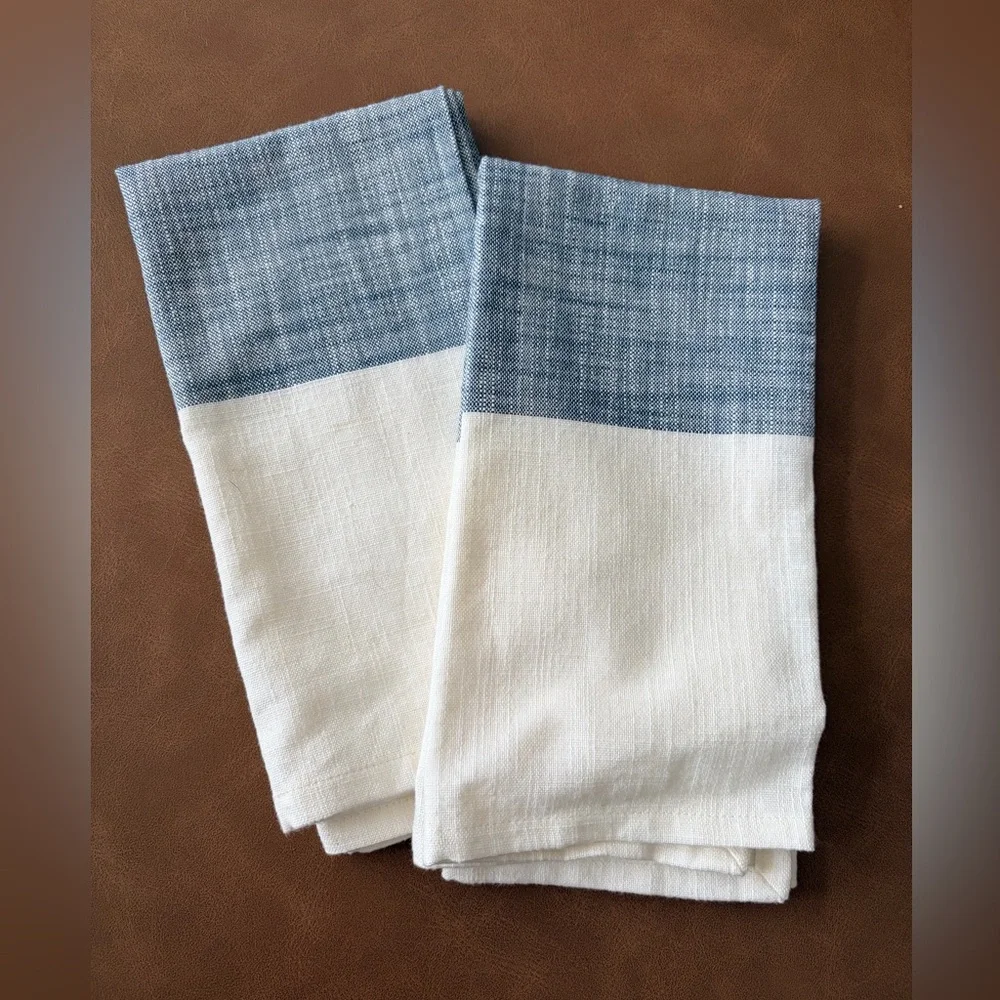 West Elm Blue and White Cotton Napkins - Set of 2